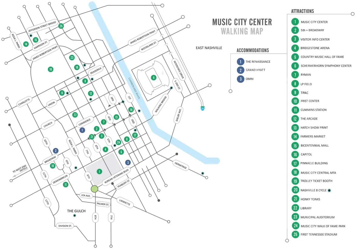 downtown nashville walking map
