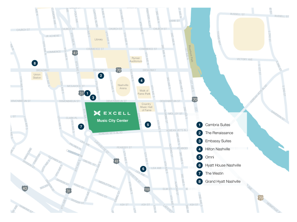 downtown nashville walking map